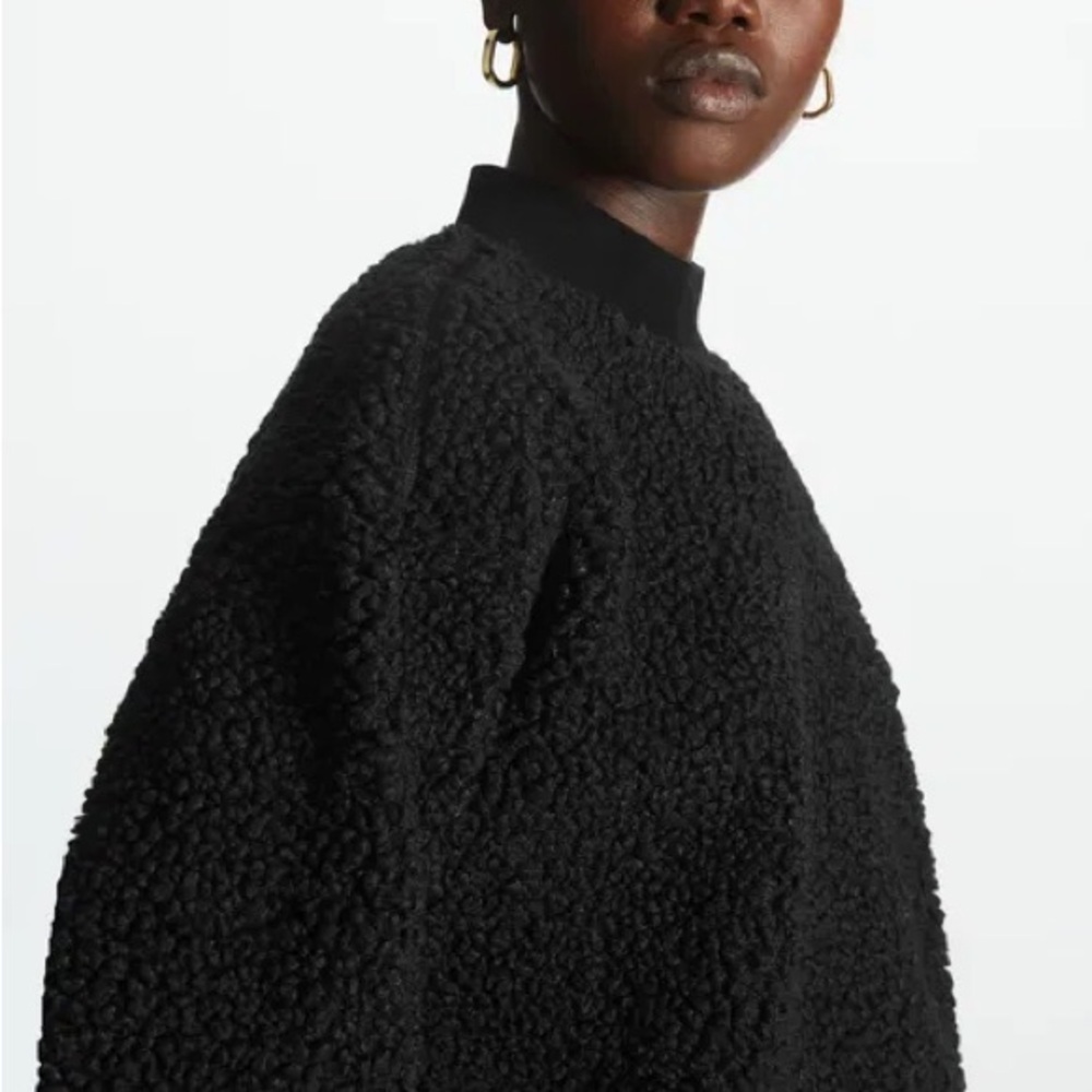 Cos oversized mock neck Teddy sweatshirt, black S